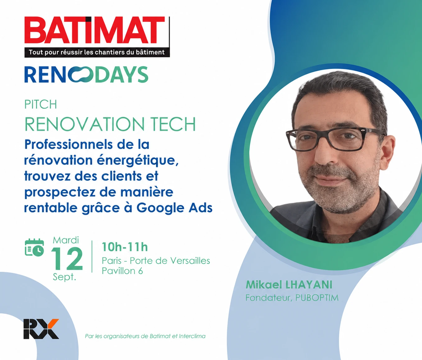 Mikael Lhayani, fondateur de PubOptim, intervenant aux salons BATIMAT et RENODAYS